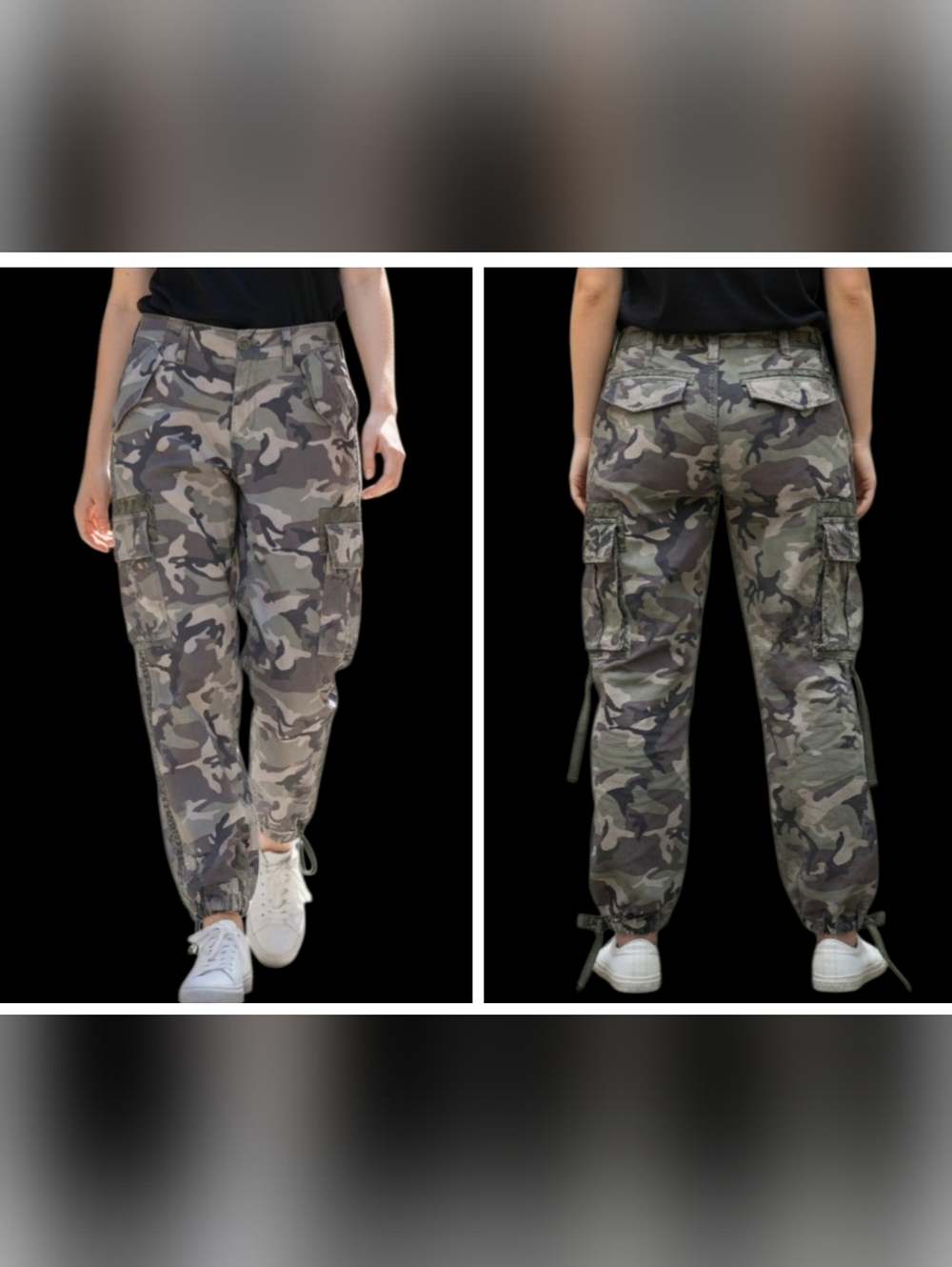 Vintage Y2K Abercrombie & Fitch Green Camo Cargo Utility Pants Women Size 27 - Picture 2 of 16